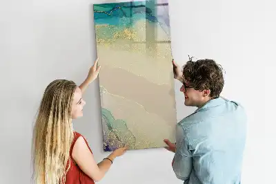 Glazen magneetbord met decoratieve print kleurrijk marmer