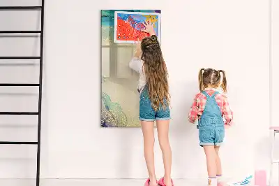 Glazen magneetbord met decoratieve print kleurrijk marmer