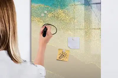 Glazen magneetbord met decoratieve print kleurrijk marmer