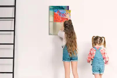 Glazen magneetbord met decoratieve print kleurrijk marmer
