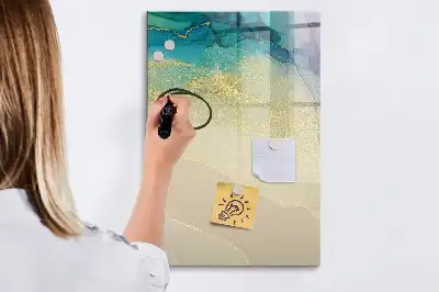 Glazen magneetbord met decoratieve print kleurrijk marmer
