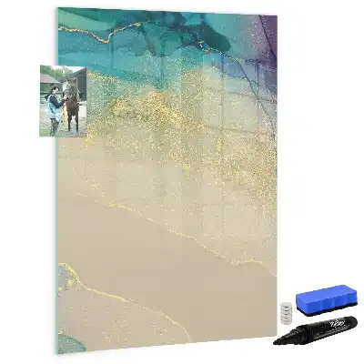 Glazen magneetbord met decoratieve print kleurrijk marmer