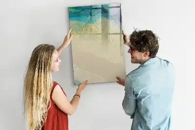 Glazen magneetbord met decoratieve print kleurrijk marmer