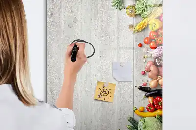 Magnetisch glazen memobord met print van groenten op hout