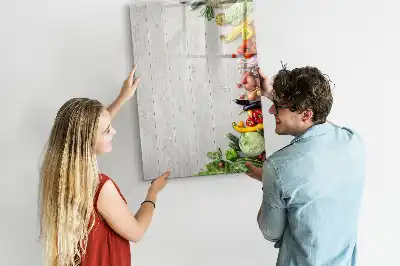 Magnetisch glazen memobord met print van groenten op hout