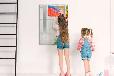 Magnetisch glazen memobord met print van groenten op hout
