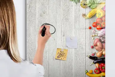 Magnetisch glazen memobord met print van groenten op hout