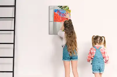Magnetisch glazen memobord met print van groenten op hout