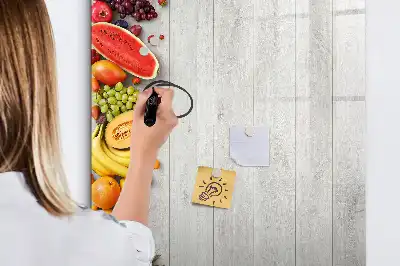 Glazen magneetbord met decoratieve print van groenten op hout