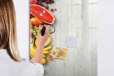 Glazen magneetbord met decoratieve print van groenten op hout