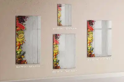 Glazen magneetbord met decoratieve print van groenten op hout