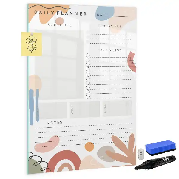 Dagplanner glazen magneetbord met decoratieve print