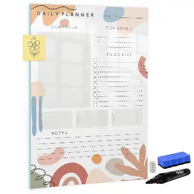 Dagplanner glazen magneetbord met decoratieve print