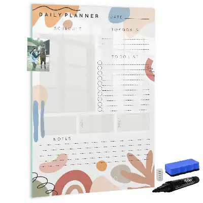 Dagplanner glazen magneetbord met decoratieve print
