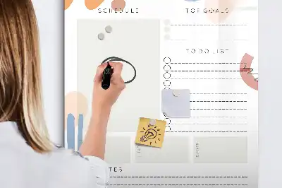 Dagplanner glazen magneetbord met decoratieve print