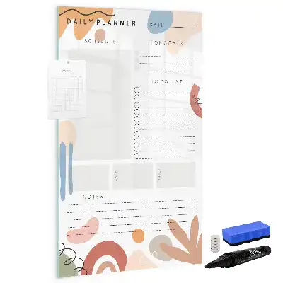 Dagplanner glazen magneetbord met decoratieve print