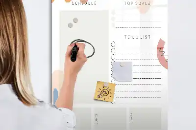 Dagplanner glazen magneetbord met decoratieve print