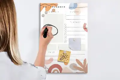 Dagplanner glazen magneetbord met decoratieve print