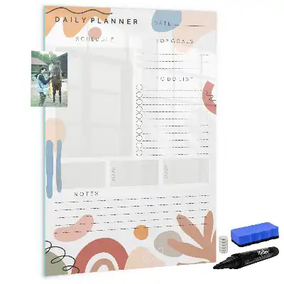 Dagplanner glazen magneetbord met decoratieve print