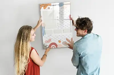 Dagplanner glazen magneetbord met decoratieve print