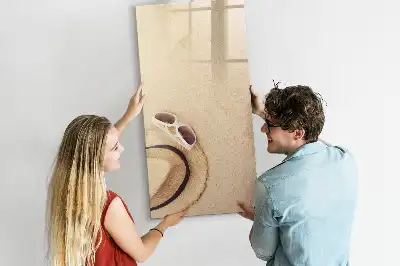Magnetisch memobord van glas zandbank voor aan de muur