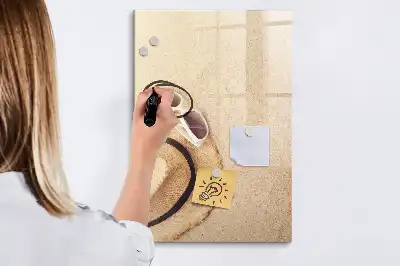 Magnetisch memobord van glas zandbank voor aan de muur