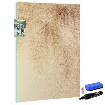 Glazen magneetbord met decoratieve print met schaduw van palmbladeren