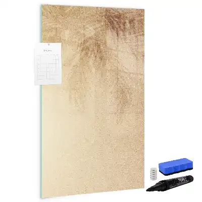 Glazen magneetbord met decoratieve print met schaduw van palmbladeren