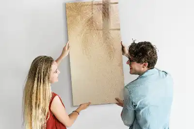 Glazen magneetbord met decoratieve print met schaduw van palmbladeren