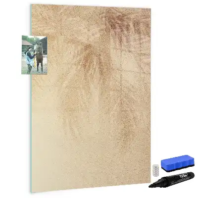 Glazen magneetbord met decoratieve print met schaduw van palmbladeren