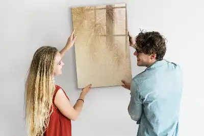 Glazen magneetbord met decoratieve print met schaduw van palmbladeren