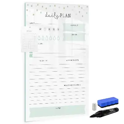 Magnetisch glazen memobord voor dagplanning aan de muur