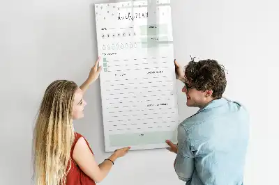 Magnetisch glazen memobord voor dagplanning aan de muur