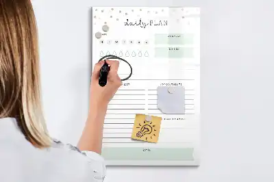 Magnetisch glazen memobord voor dagplanning aan de muur