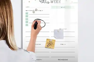 Weekplanning glazen magneetbord met decoratieve print