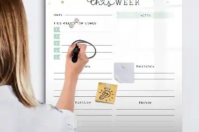 Weekplanning glazen magneetbord met decoratieve print