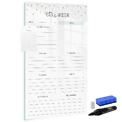 Weekplanning glazen magneetbord met decoratieve print