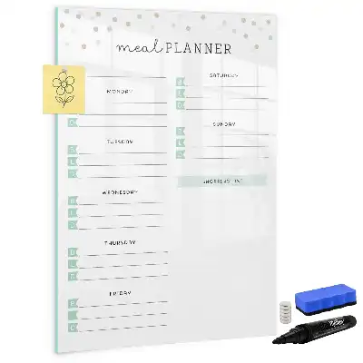 Glazen magnetisch memobord maaltijdplanner voor aan de muur