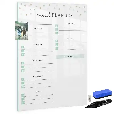 Glazen magnetisch memobord maaltijdplanner voor aan de muur