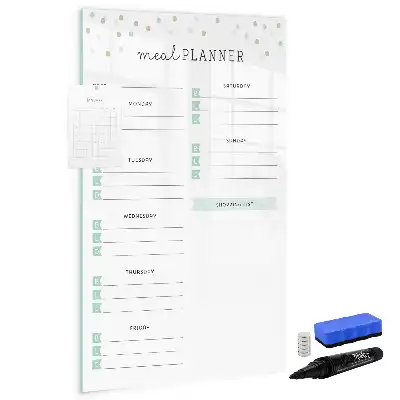 Glazen magnetisch memobord maaltijdplanner voor aan de muur