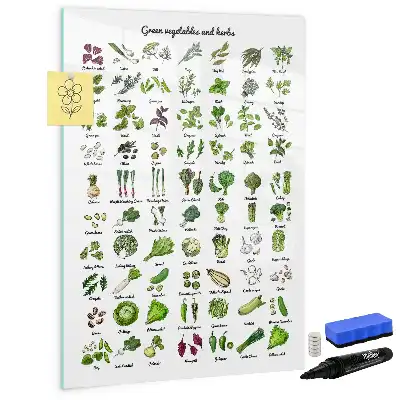 Glazen magneetbord met decoratieve print groene groenten