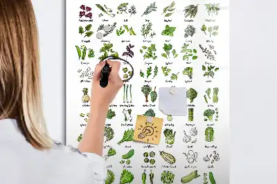 Glazen magneetbord met decoratieve print groene groenten