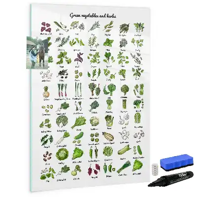 Glazen magneetbord met decoratieve print groene groenten