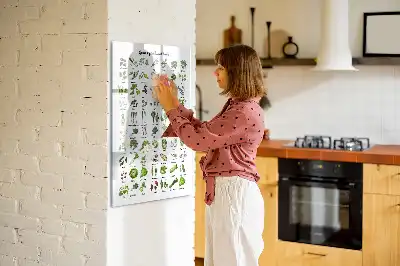 Glazen magneetbord met decoratieve print groene groenten