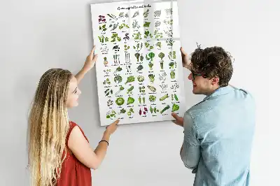 Glazen magneetbord met decoratieve print groene groenten