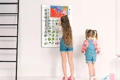 Glazen magneetbord met decoratieve print groene groenten