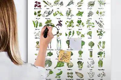 Glazen magneetbord met decoratieve print groene groenten