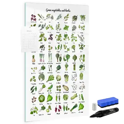 Glazen magneetbord met decoratieve print groene groenten