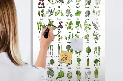 Glazen magneetbord met decoratieve print groene groenten