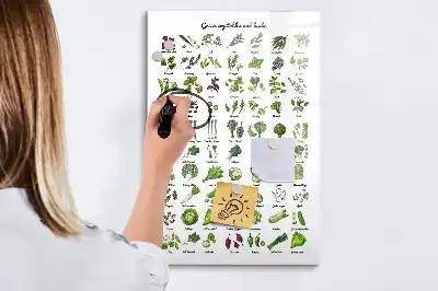 Glazen magneetbord met decoratieve print groene groenten